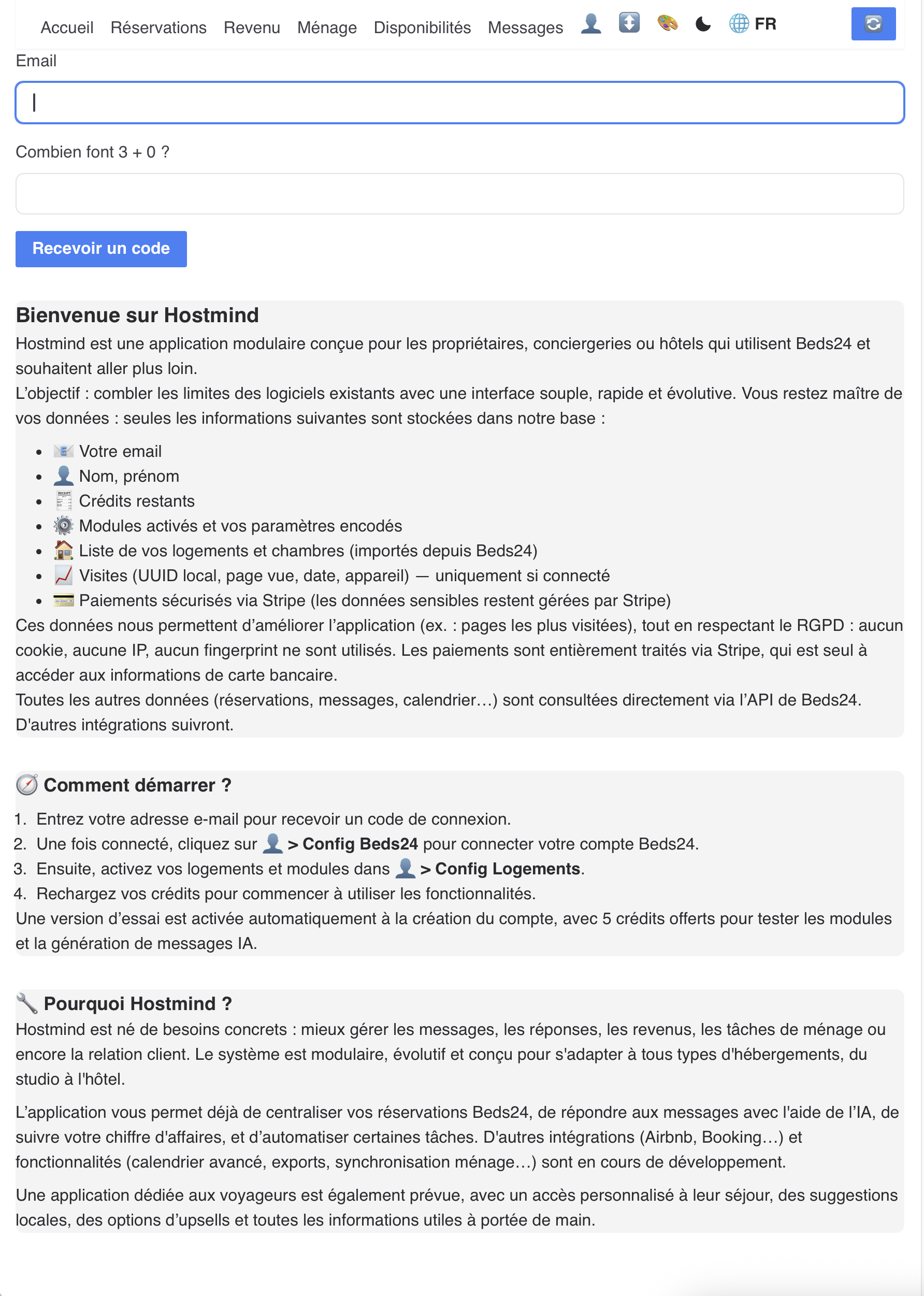 Hostmind app overview screenshot